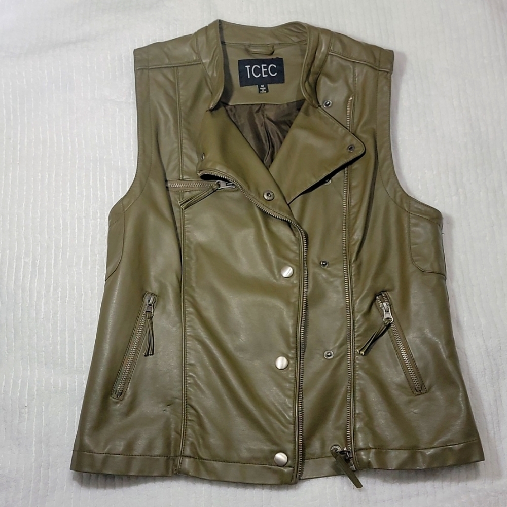 TCEC, Medium, Army green, leather Vest